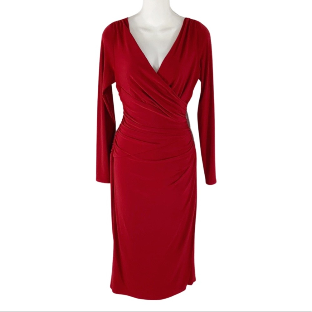 Ralph Lauren deep red jersey faux wrap dress